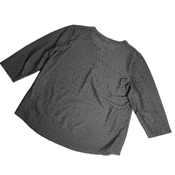 Chico's Women Top Quarter Sleeve Black Small V Neckline Open Knit Black XL Chico - Picture 5 of 11